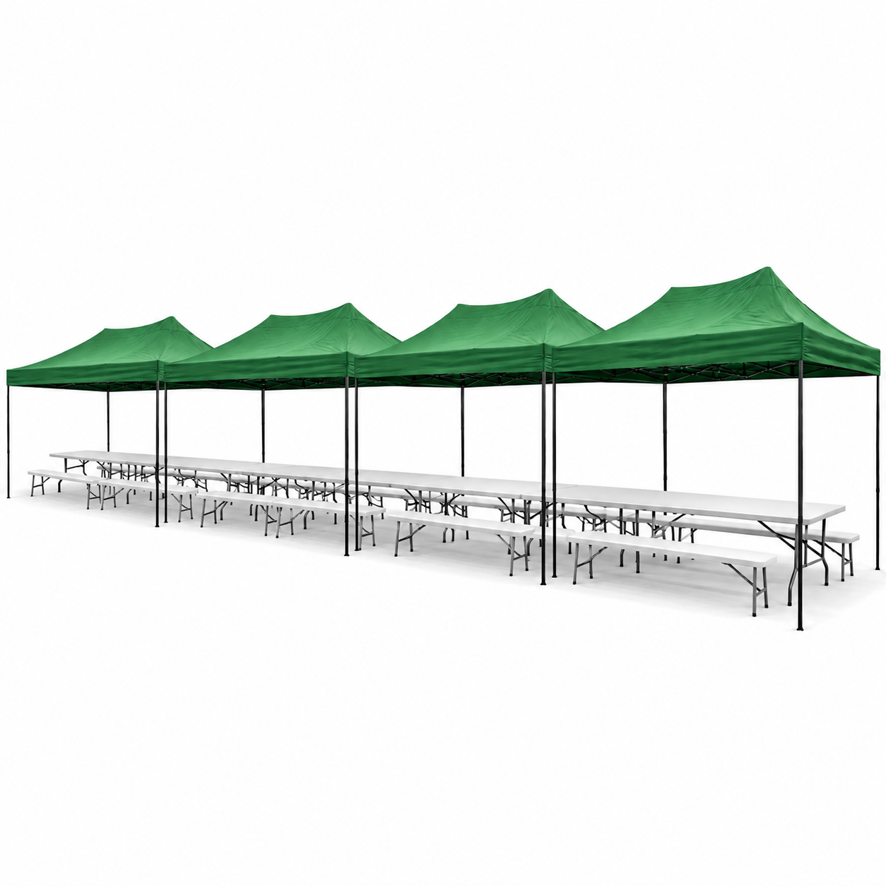 Pack pique-nique (72 personnes) 4 Chapiteaux - 12 Tables - 24 Bancs – Pique-Nique et Événement en location à La Réunion 974