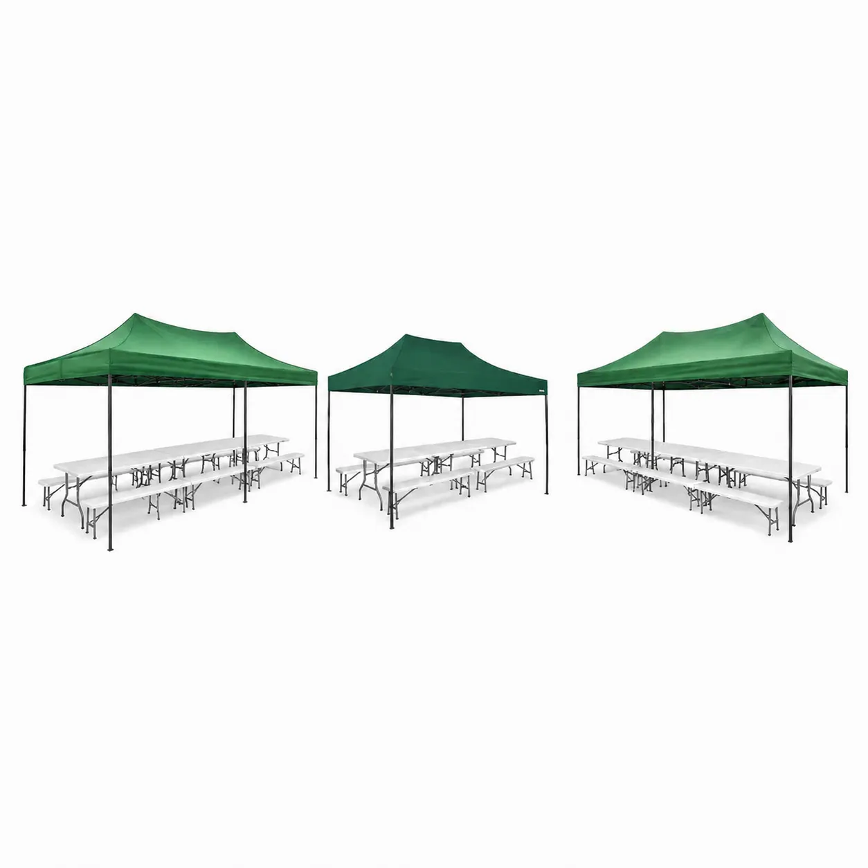 Pack pique-nique (48 personnes) 3 Chapiteaux - 8 Tables - 16 Bancs – Pique-Nique et Événement en location à La Réunion 974