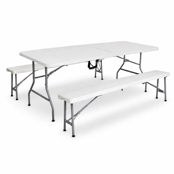 Pack Pique-nique Essentiel - 1 Table + 2 bancs - Pique-Nique et Événement en location à La Réunion 974