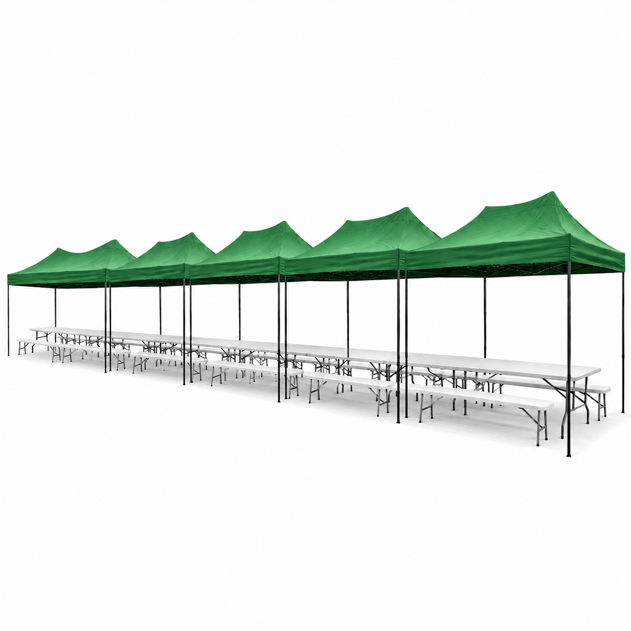 Pack pique-nique (90 personnes) 5 Chapiteaux - 15 Tables - 30 Bancs – Pique-Nique et Événement en location à La Réunion 974